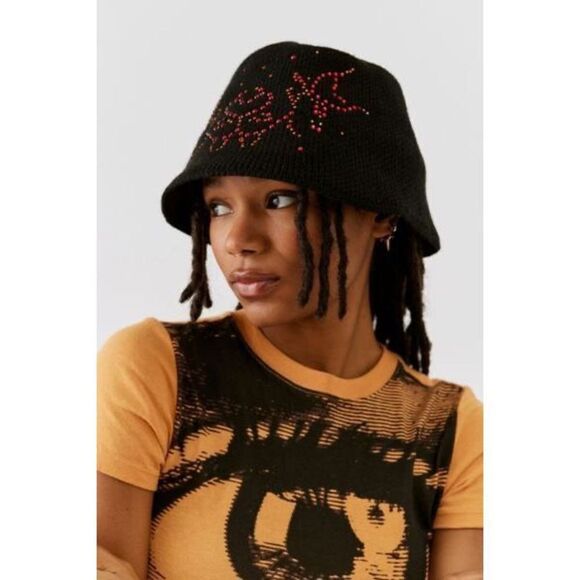 New Urban Outfitters Gabbi Rhinestone Bucket Hat new - Picture 1 of 5